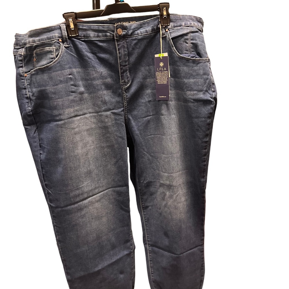 Laurie Felt Knit Clean Jean Jogger Pants  Medium Wash Blue Size 3X NEW
